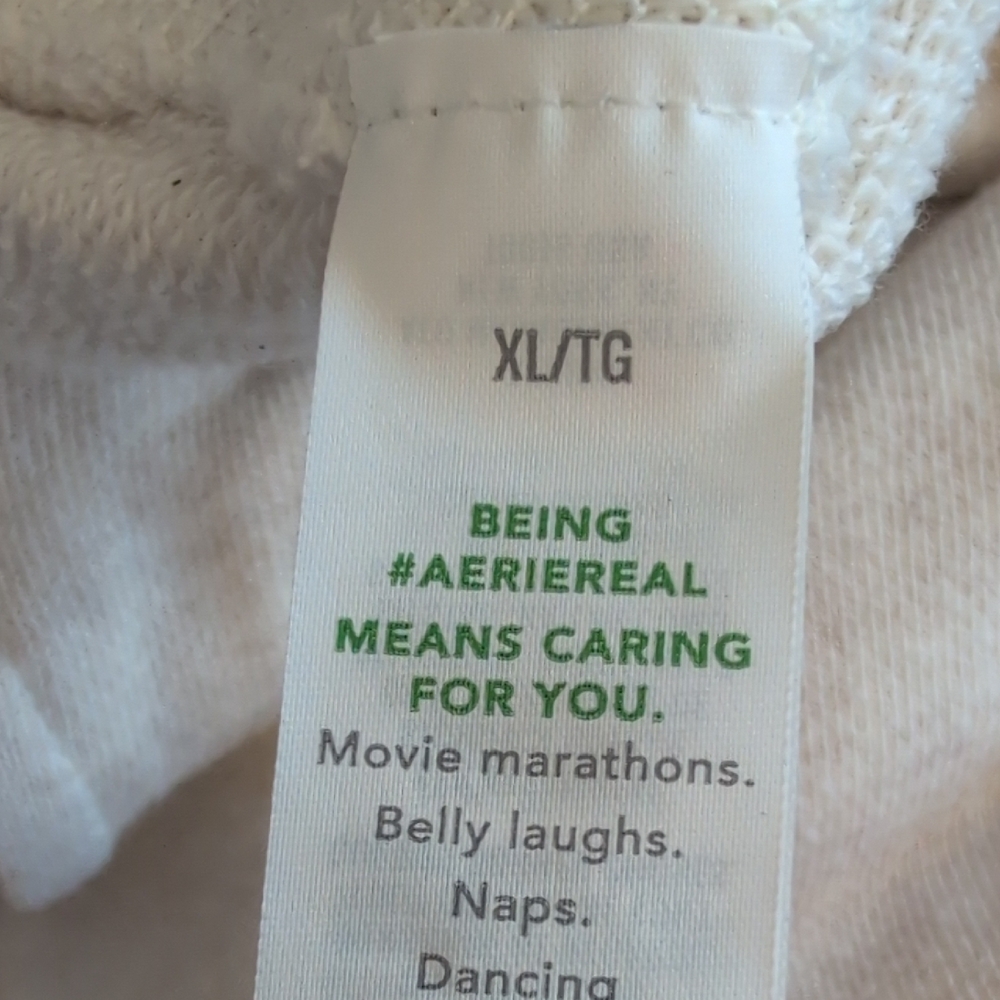 Aerie Cream Stretch Waist Jogger Lounge Pants XL W219 - Picture 8 of 9